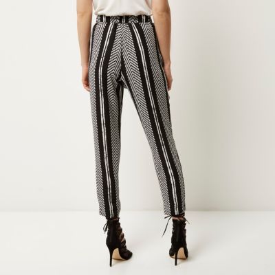 Black stripe cropped trousers